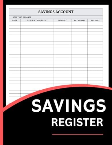 Savings Account Register Book: Personal Money Tracker, 8.5 x 11